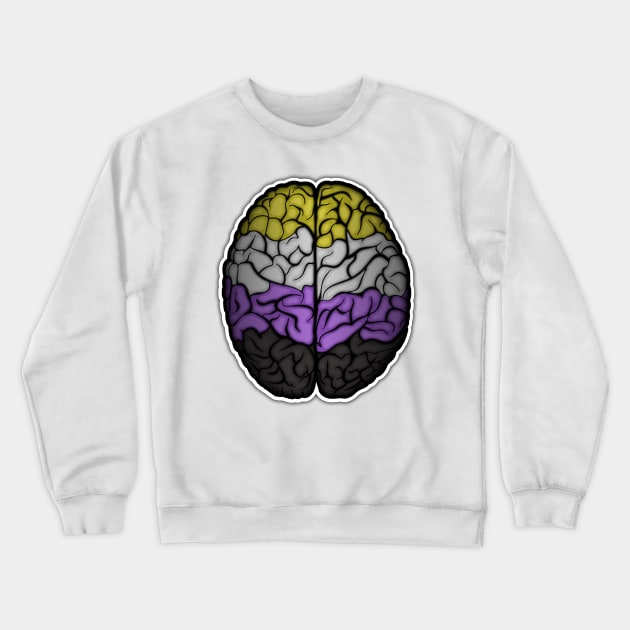 Large Non-Binary Pride Flag Colored Brain Vector Crewneck Sweatshirt by LiveLoudGraphics